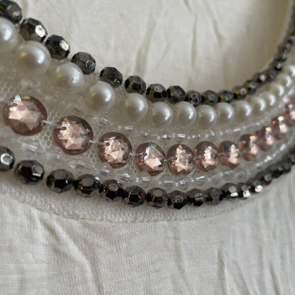 Black and White Short Sleeve Embellished Dress - Picture 4 of 8